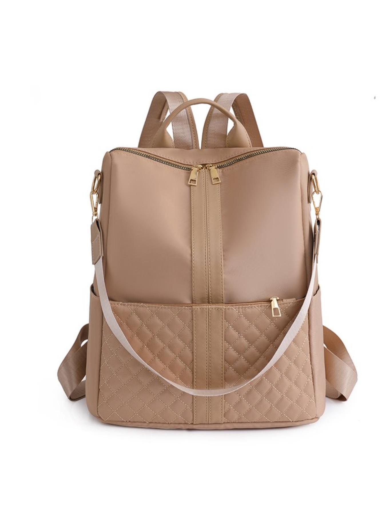 New Light Brown Minimalist Luxury Patchwork Casual Lightweight Backpack Versatile Carry Options for Effortless Style Perfect for Daily Commutes and Light Travel Essential Women's Bag