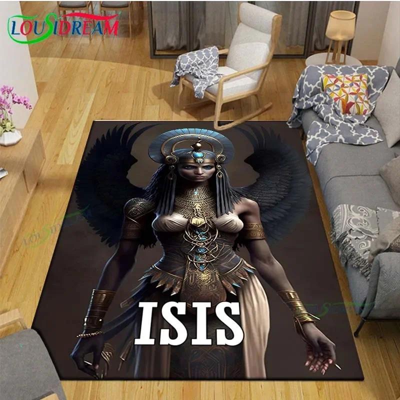 Luxury Ancient Egyptian Queen Flannel Area Rug - Golden Pharaoh Throne Print Soft Mat for Living Room, Non-Slip Historical Home Decor#EgyptianQueenRug #PharaohThroneMat #AncientEgyptianDecor #GoldenMythologyCarpet #NonSlipFlannelRug