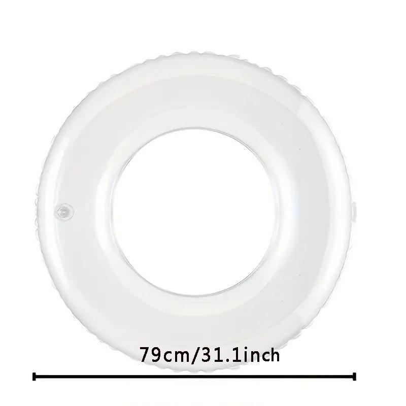 Adult Transparent Sequined Round Swimming Ring, Large Thick PVC Swim Buoyancy Aid, Comfortable Water Safety Accessory