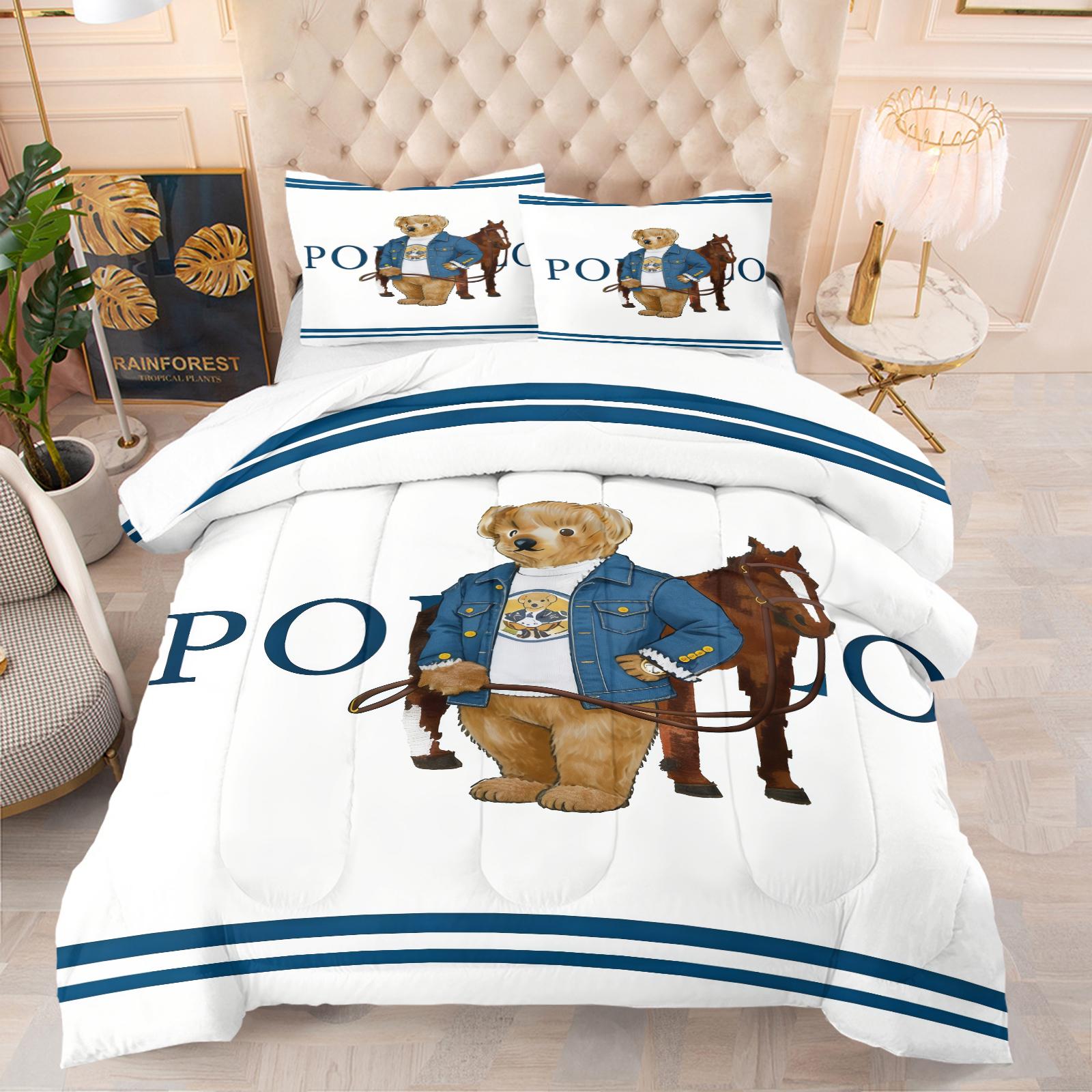 Bear Pattern Comforter Set Quilt, Soft And Durable Bedding Set, Includes 1 Comforter And 1 Or 2 Pillowcases, Daily Holiday Birthday Gift Bedroom Decoration For Children And Adults