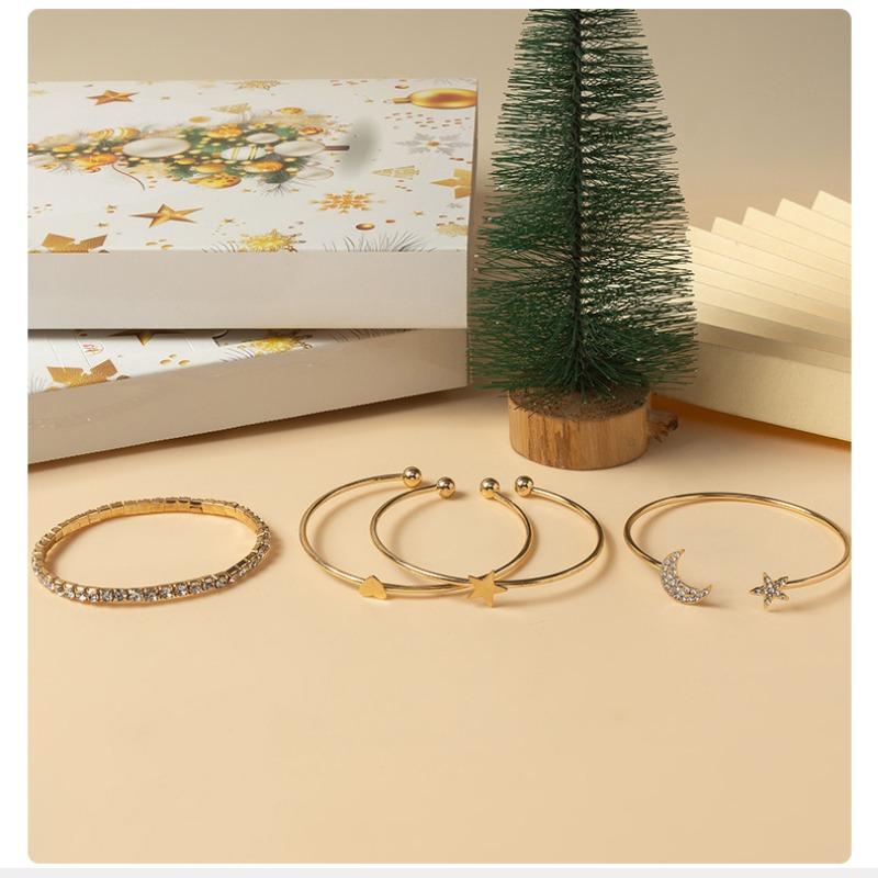 Christmas Countdown Calendar Jewelry Blind Box Earrings Necklace Bracelet Gift Set, Festive Holiday Accessory Collection