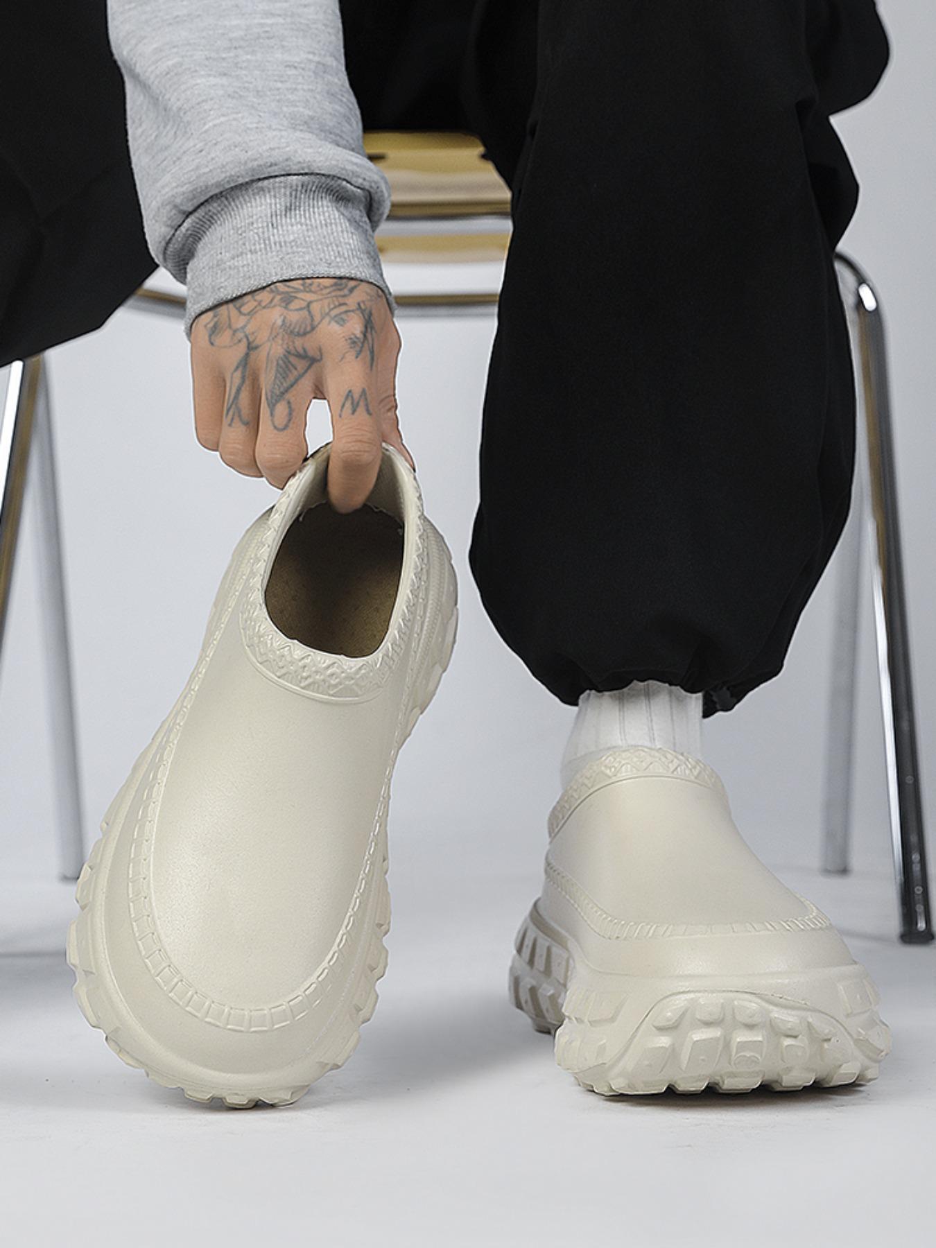 Unisex Thick Sole Casual Shoes, Anti-Slip Waterproof Eva Material, Simple Trendy Style, Comfortable Textile Lining, Ideal for Daily Wear, Casual Slip On