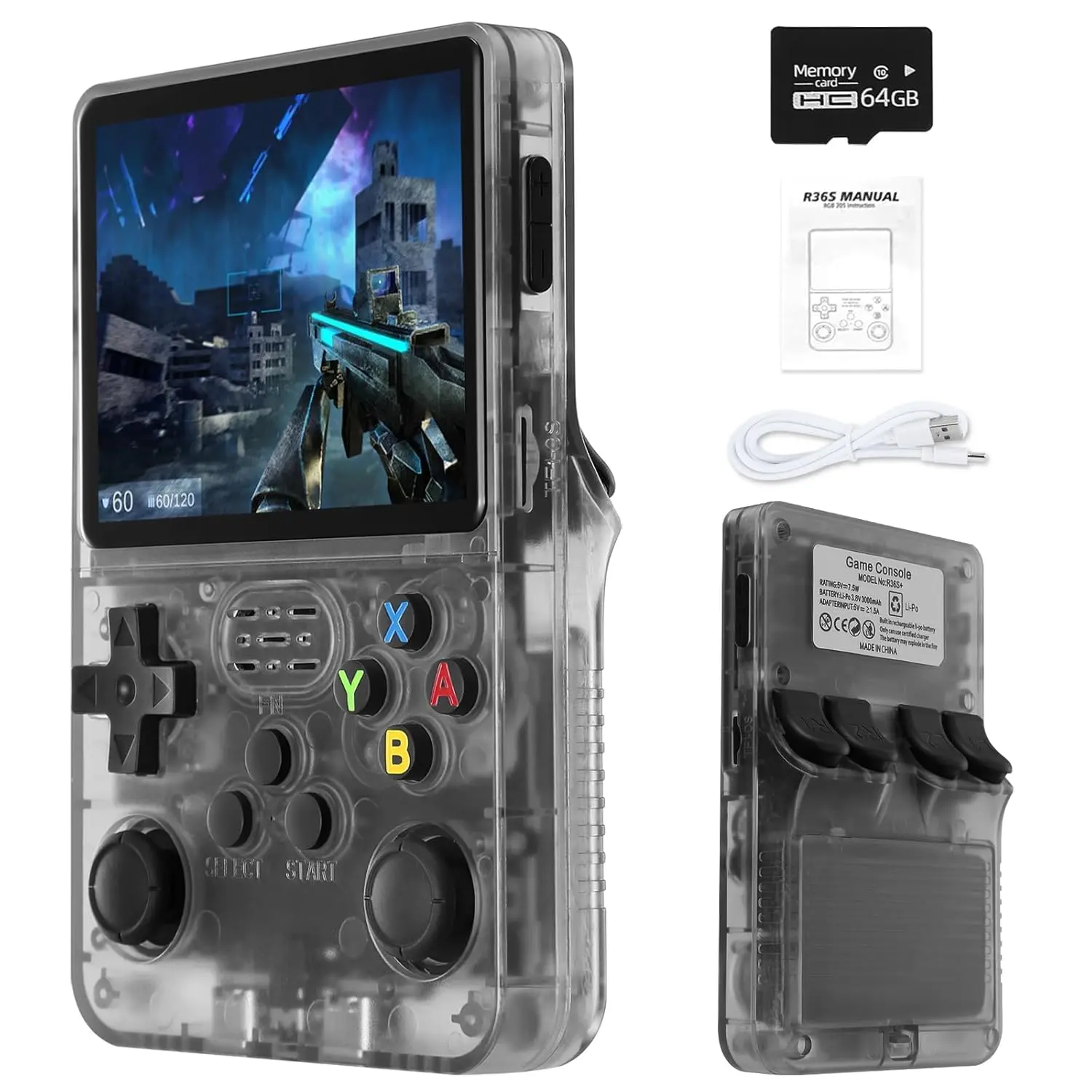 R36S Retro Handheld Game Console - 15000+ Games, 3.5" IPS Screen, 20+ Emulators, Open Source Linux System, Portable Party Gift for Adults