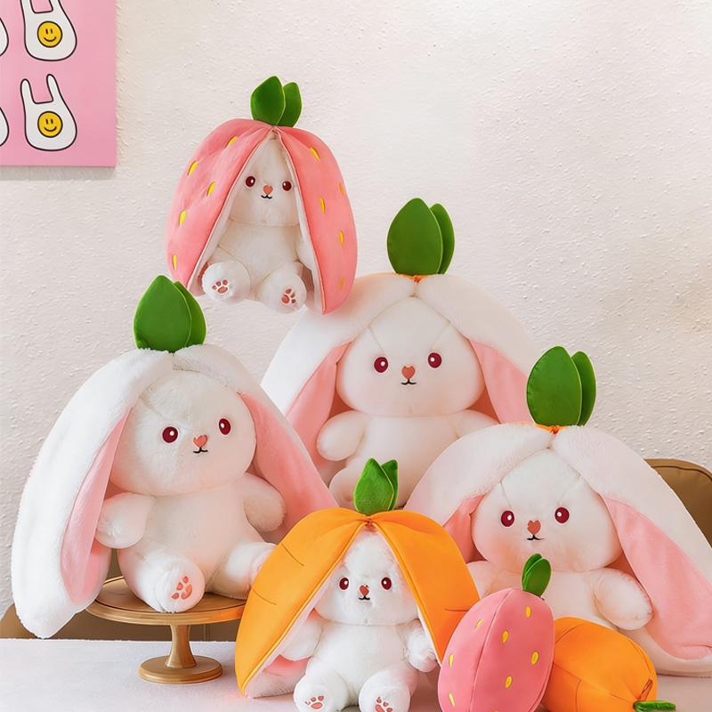 Fun Transform Rabbit Plush Toy, Multisize Options, Bedtime Doll, Sleeping Pillow, Easter Gift for Ages 6+, No Box Included