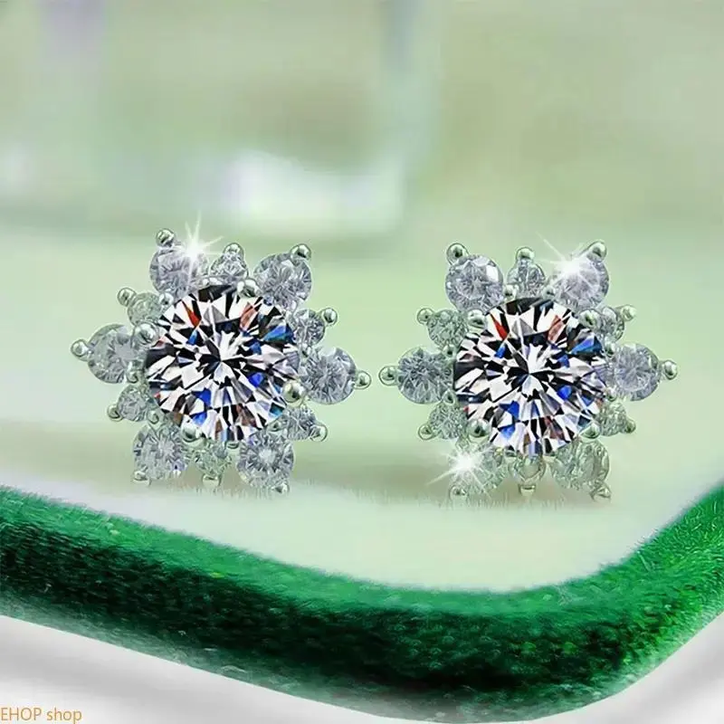 Women's 5A CZ Snowflake Drop Earrings, Cute Sparkling Cubic Zirconia Dangle Jewelry, Elegant Fashion Accessories, Perfect for Christmas Gifting & Party Wear