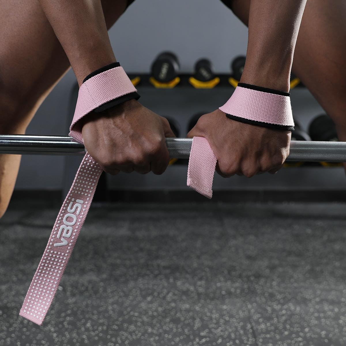 1 Pair Women Men Non-slip Neoprene Padded Weightlifting Wrist Straps Strength Training Deadlifts Wraps Hand Grips Palm Support Grip Band