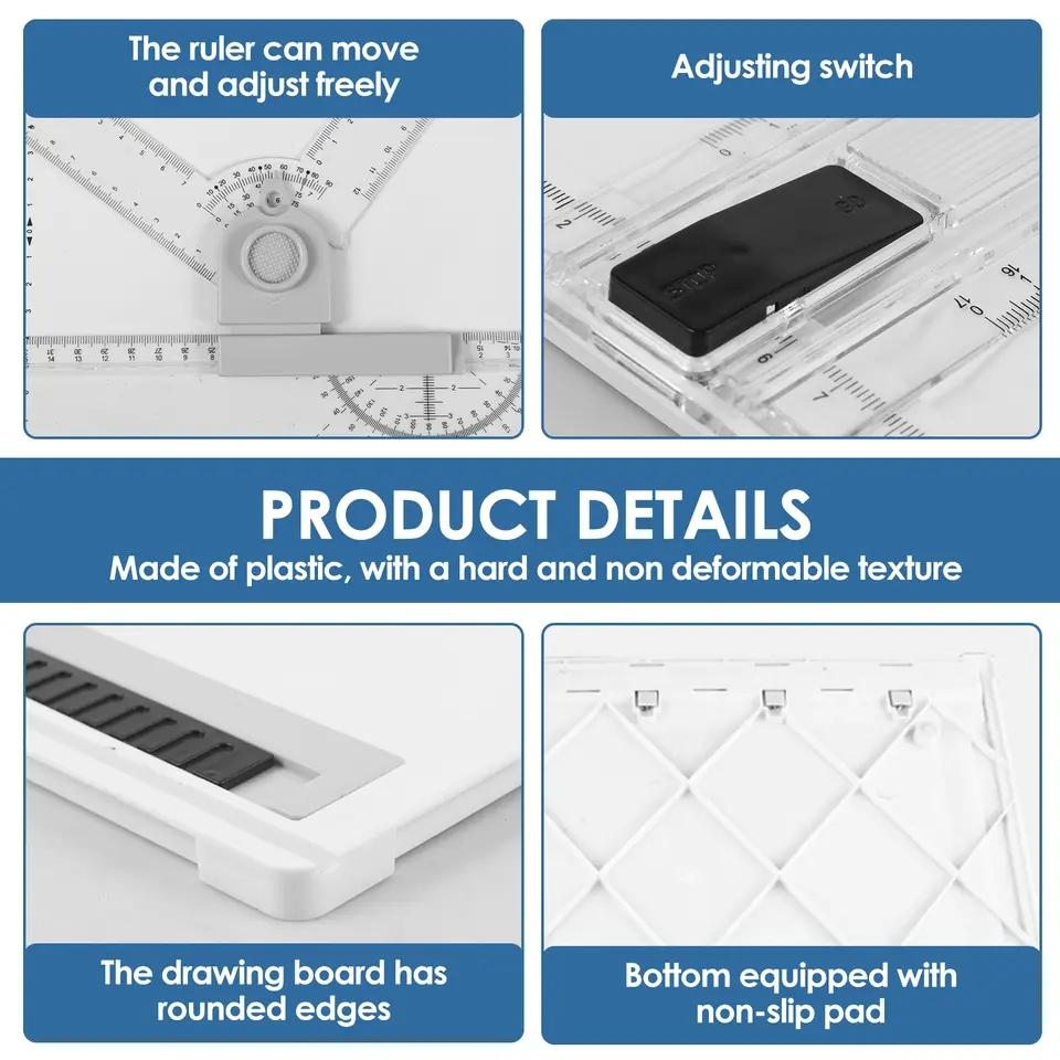 A4 Drawing Board, Multi-Functional Sketching Table with Clear Adjustable Measurement System, Compact Design for Artists