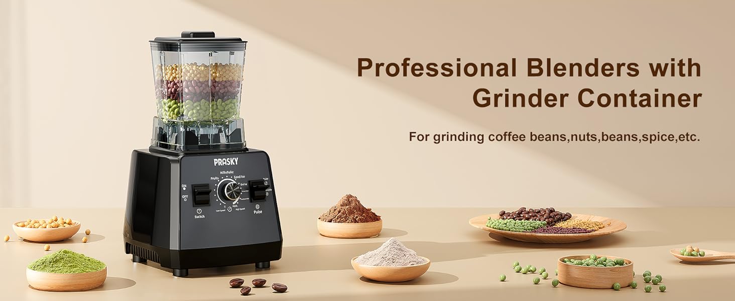 Prasky Professional 68oz & 75oz Blender,2 In1 BPA Free 2 Containers Countertop Blenders Ice Crushing, Juice Smoothies,Grinder Combo 25000RPM Powerful crusher machine/SmoothieLover/SmartHome/SMARTLIVING