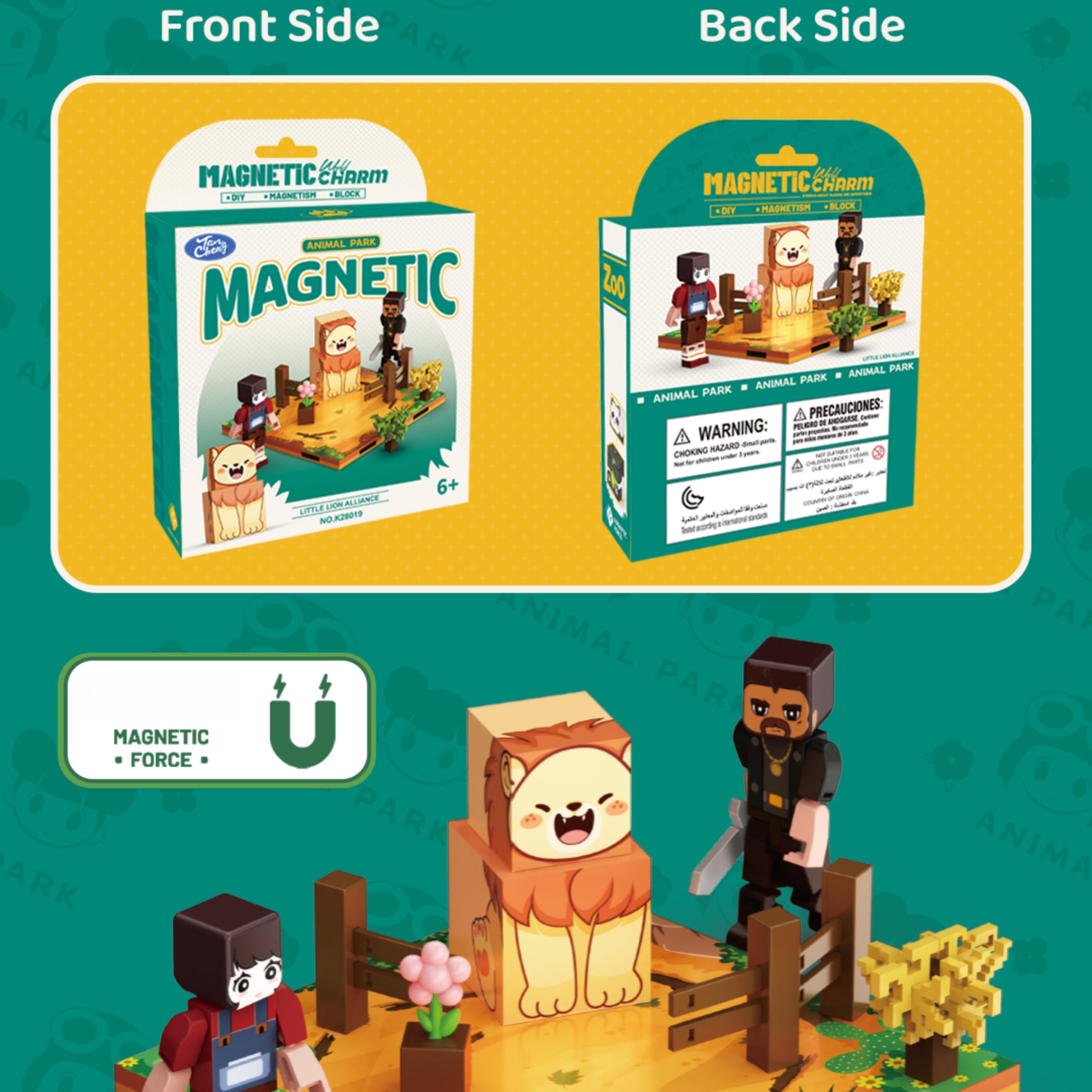 Magnetic Building Blocks Minecraft Lion Scene, DIY Puzzle Toy for Kids, Educational Gift for Boys and Girls, Creative Playset