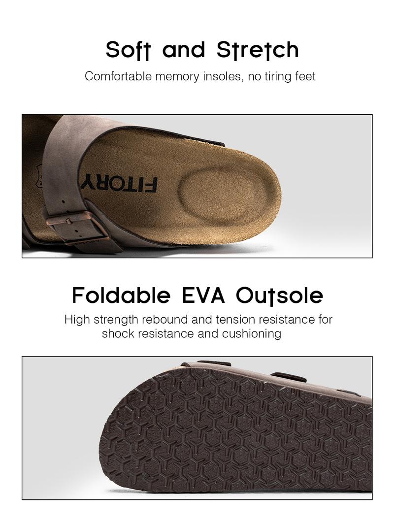 FITORY Balance I | Womens Flat Sandals with Cork Footbed, Open Toe Slides Adjustable Slip On Outdoors Slippers for Summer