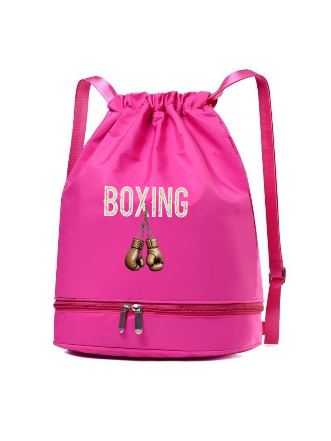Boxing Glove Letter Print Backpack, Fashionable Simple Versatile Bag, Drawstring Closure, Adjustable Straps, Independent Compartment, All-Season Use
