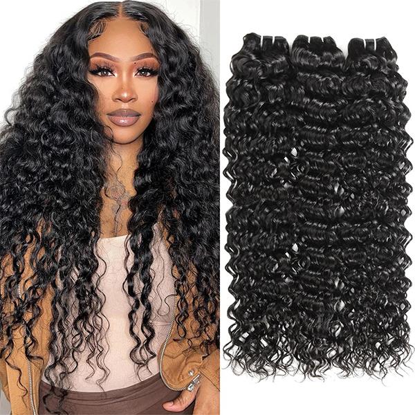 Water Wave Hair Bundles 1 3 4 Bundles Human Hair Weave Bundles Natural Color Remy Hair Weave Extensions TikTokShopBlackFriday
