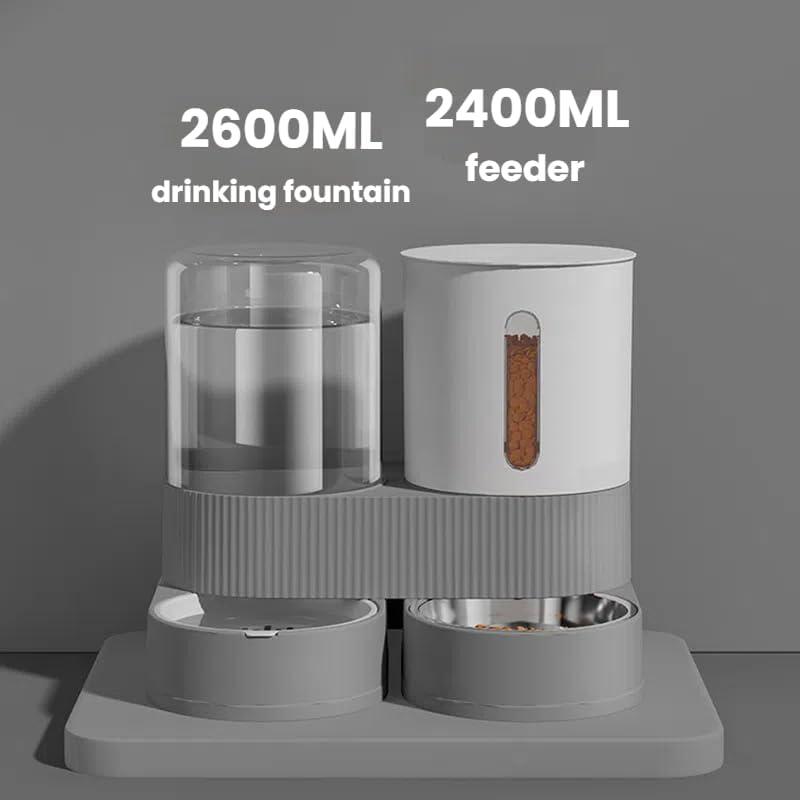 Automatic Pet Feeder Water Dispenser Bowl, Dog Cat Drinking Fountain, Dual Function Food Waterer, Easy Clean, Durable Design