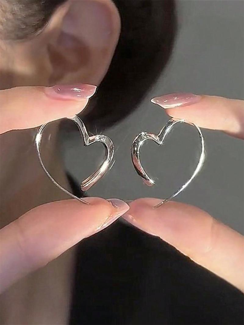 Women's Elegant Heart Design Dangle Earrings, Exquisite Trendy Dangle Earrings, Fashionable Minimalist Jewelry for Women for Daily & Party Decor