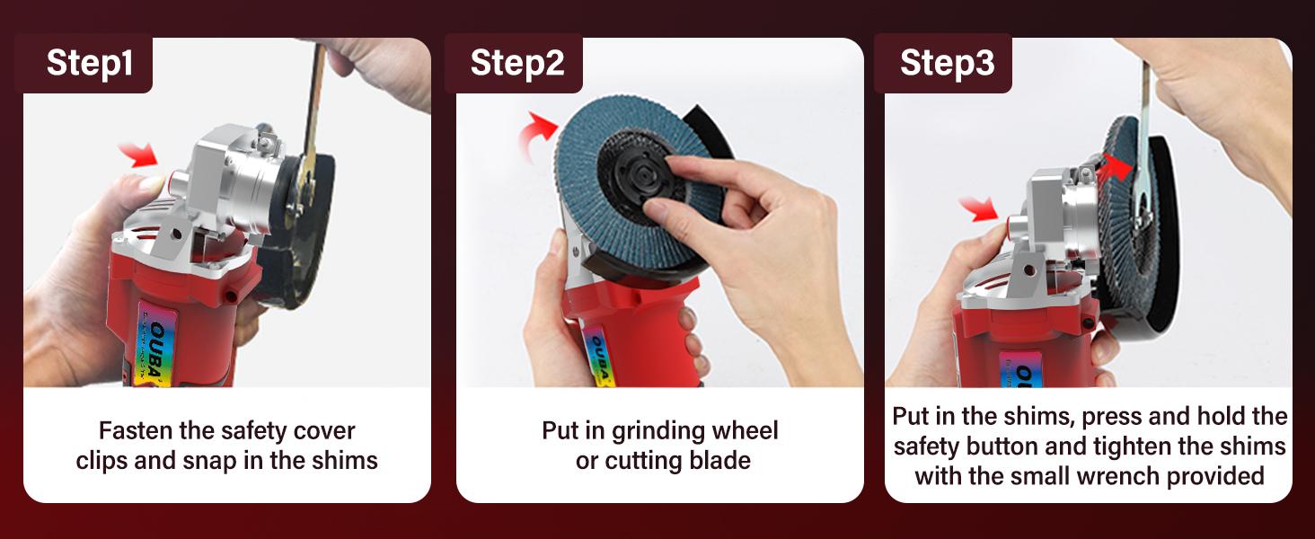 FathersDayGift OUBA 20V Cordless Angle Grinder – Compatible with Dewalt Battery, 4.0Ah, 6-Speed, LED Display, 4-1/2" Wheel, Grinder Stand, Red