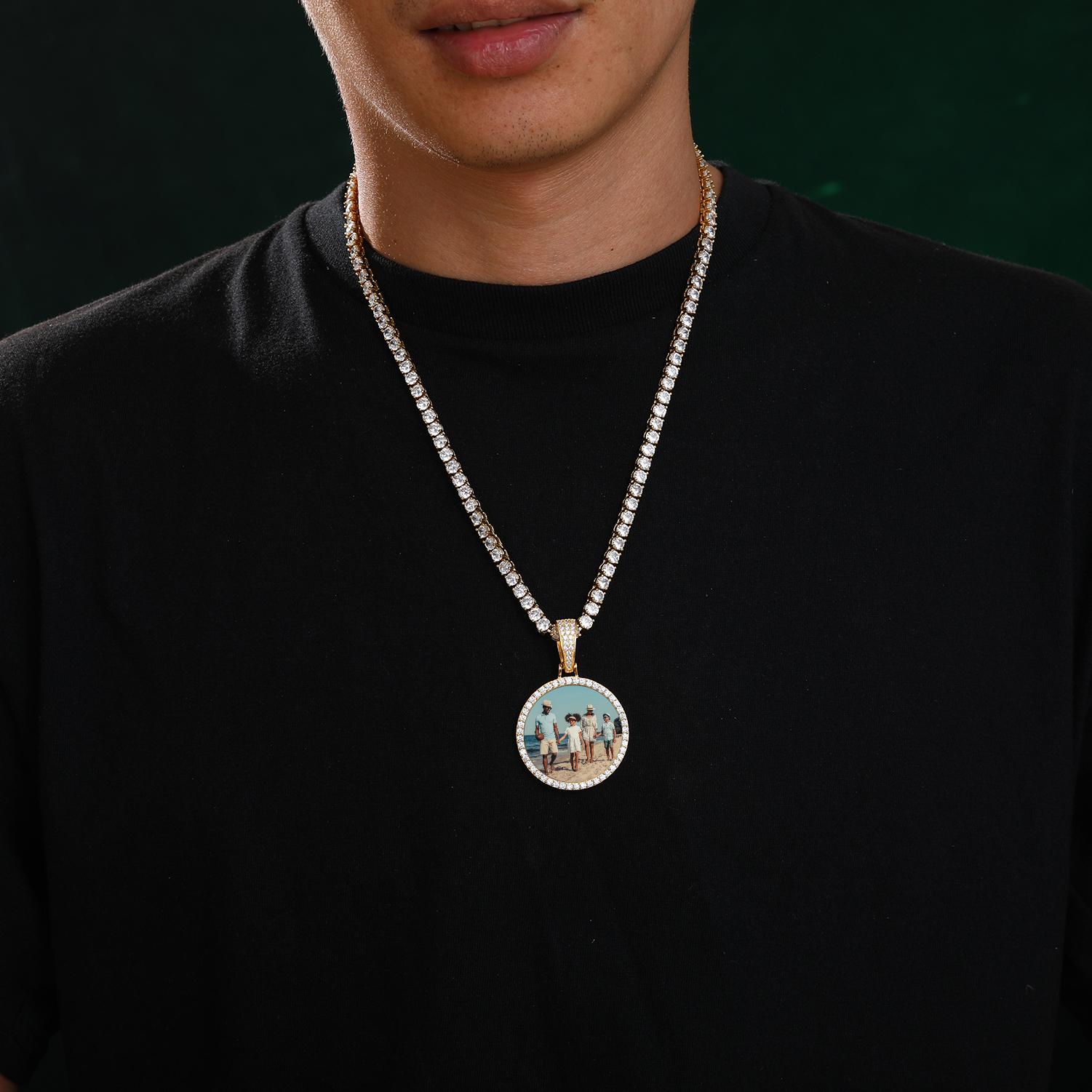 Customized Picture Pendant Necklace Personalized Men S925 Sterling Silver Hip Hop Jewelry Gift