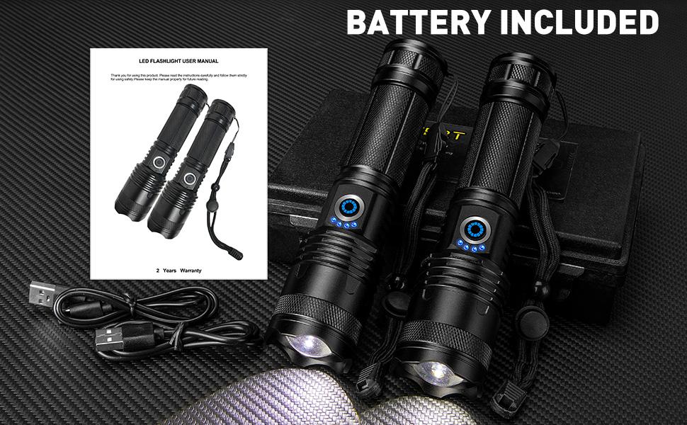 High Lumen Rechargeable LED Flashlight with Five Lighting Modes, Powerful Handheld Emergency Flashlight, Suitable for Home Camping and Daily Emergencies.