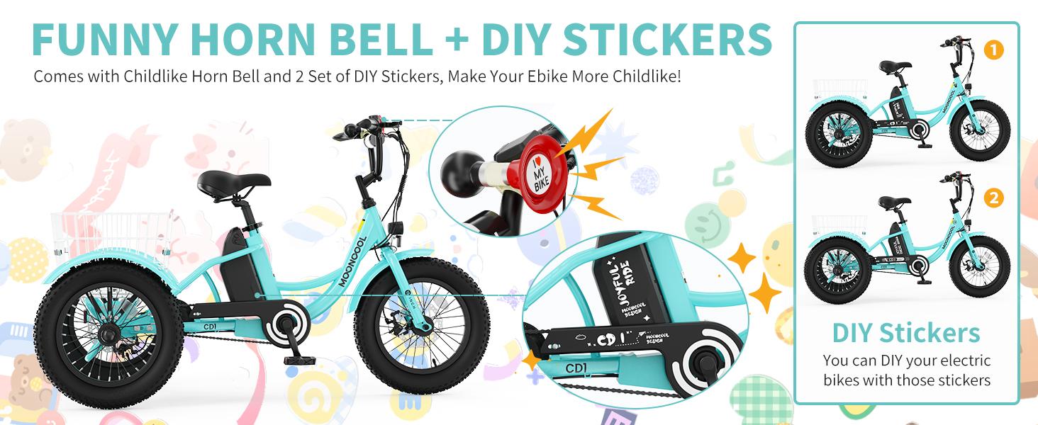 MOONCOOL Electric Tricycle for Youth, 35 Miles 16IN 3.0 Fat Tire Electric Trike, 3 Wheels Electric Bicycle Bikes, 250W Aluminum Frame Electric Tricycle Etrike with Removable Battery and Basket MOONCOOL Electric Tricycle for Youth, 35 Miles 16IN 3.0 Fat Tire Electric Trike, 3 Wheels Electric Bicycle Bikes, 250W Aluminum Frame Electric Tricycle Etrike with Removable Battery and Basket