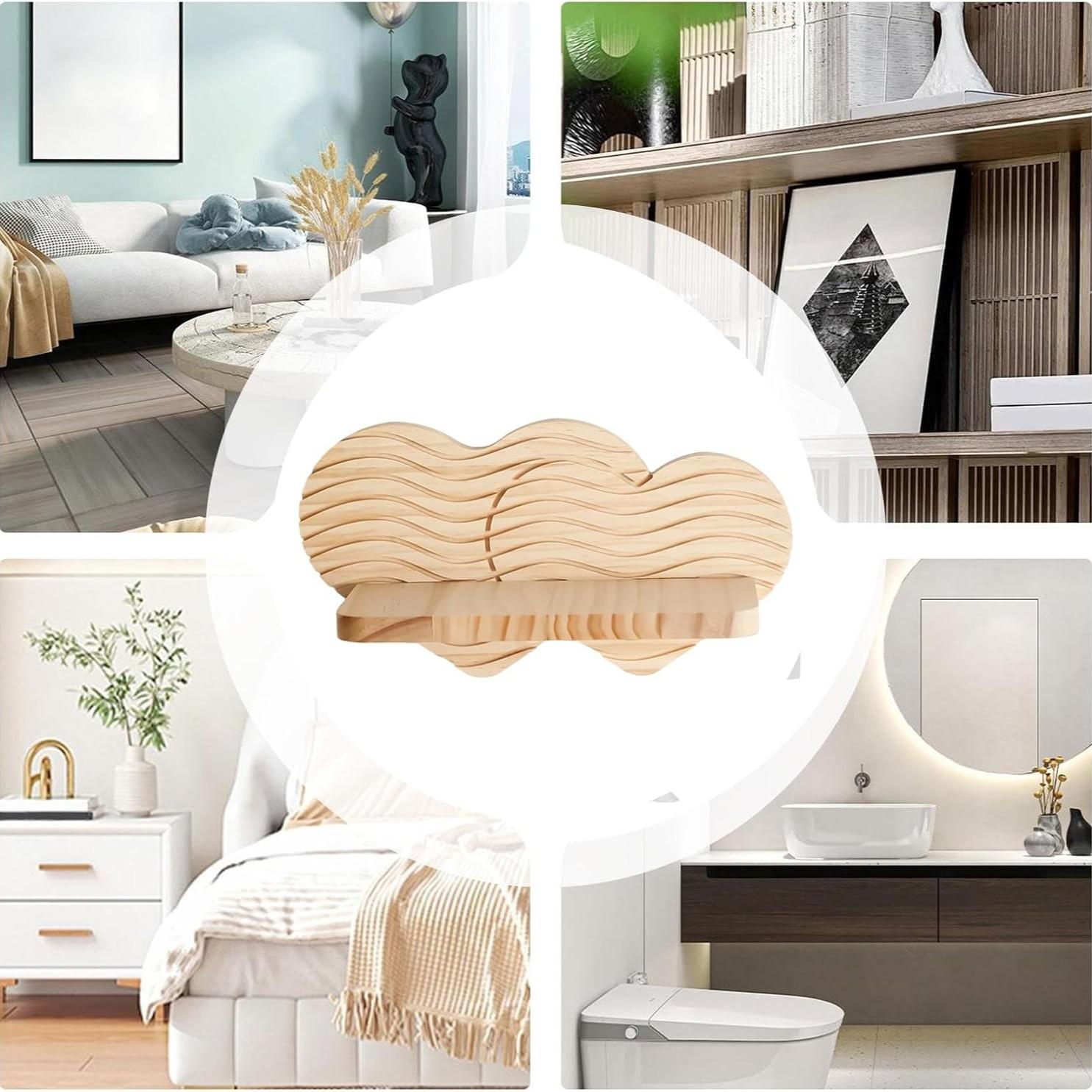 Universal Wall-Mounted Floating Shelf, Wooden Rustic Storage Display Rack, Durable Shelving for Bedroom, Living Room, Bathroom, Kitchen, Office