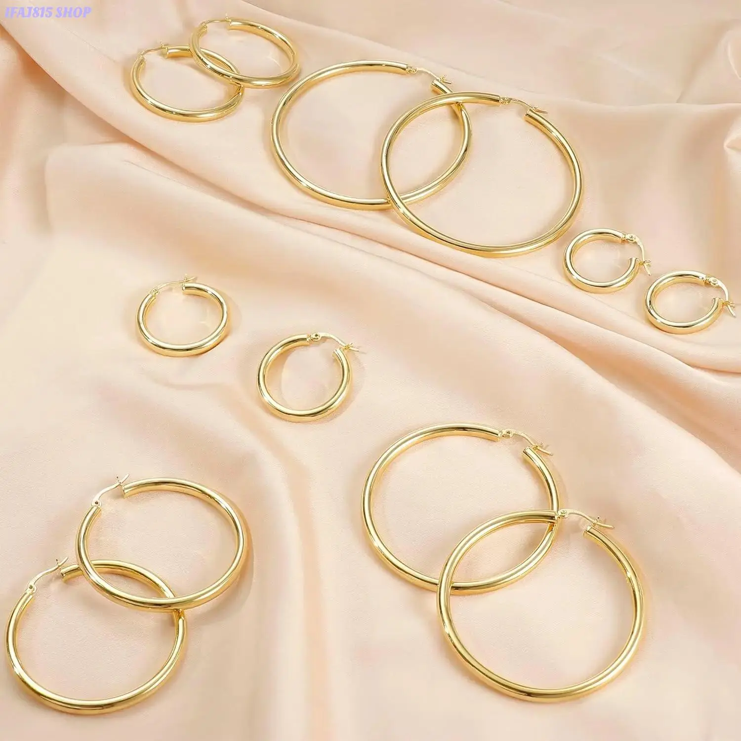 Gold Hoop Earrings for Women, 925 Sterling Silver Hollow Tube Hoop Earrings with Lightweight Hypoallergenic Design, Thick Large Round Hoops Jewelry, Classic Minimalist Earrings for Daily Wear, Office, Party, Travel and Gift Giving