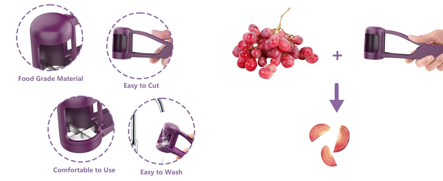 Baby Grape Cutter & Slicer Safe Kitchen Gadget for Toddlers 1-3 Easy Lunch Prep for Cherries Tomatoes & Strawberries