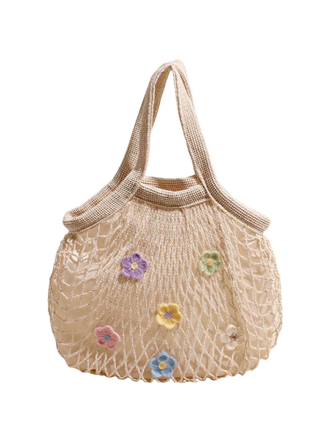 Elegant Boho Half Moon Bag, Floral Pattern Fabric Design, Lightweight & Versatile for All Seasons, Perfect for Beaches & Daily Use