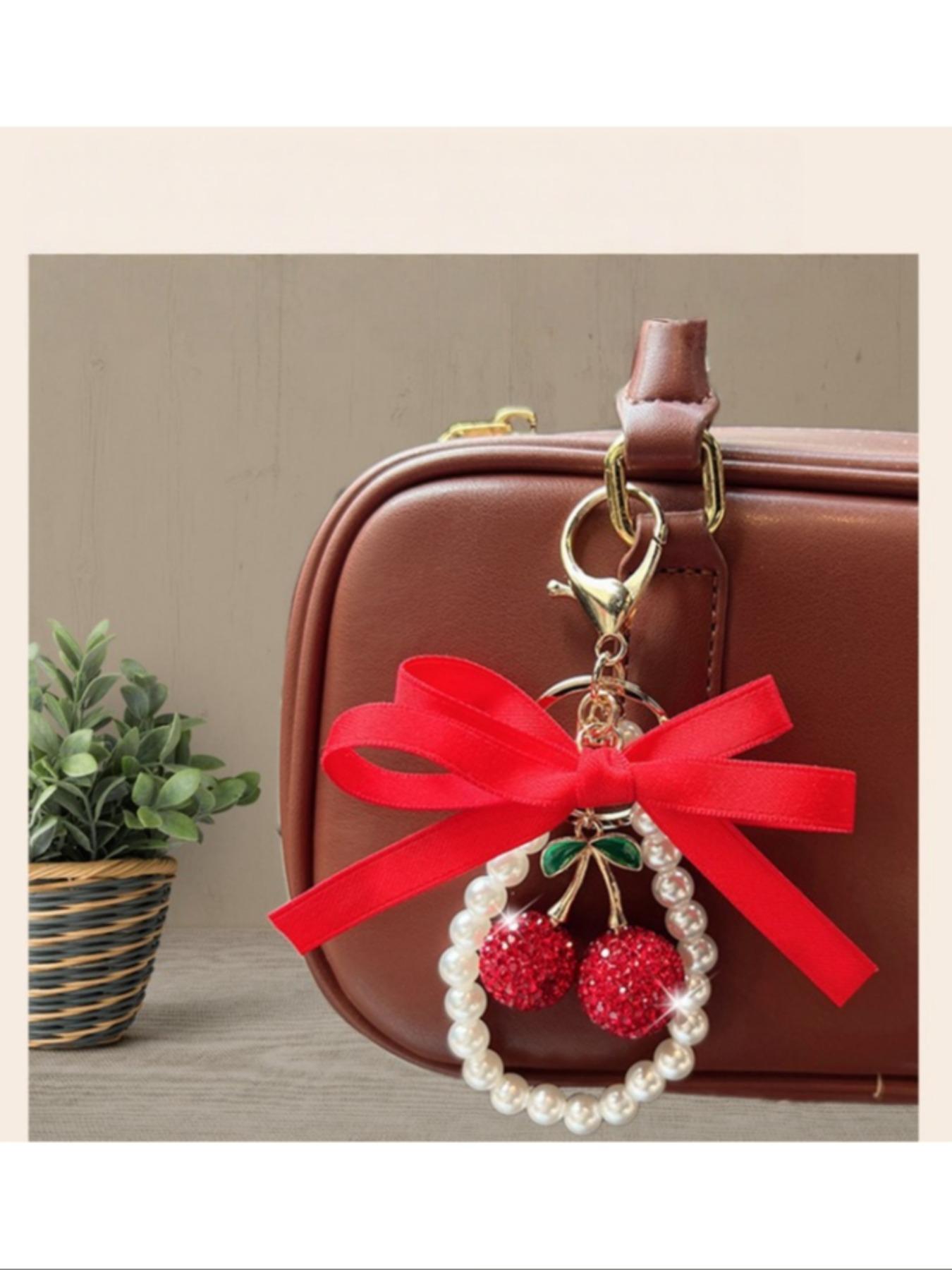 Cute Cherry Design Bag Charm, Fashionable Women's Purse Decoration, Stylish Keychain for Bags Gift Option, All Seasons Accessory