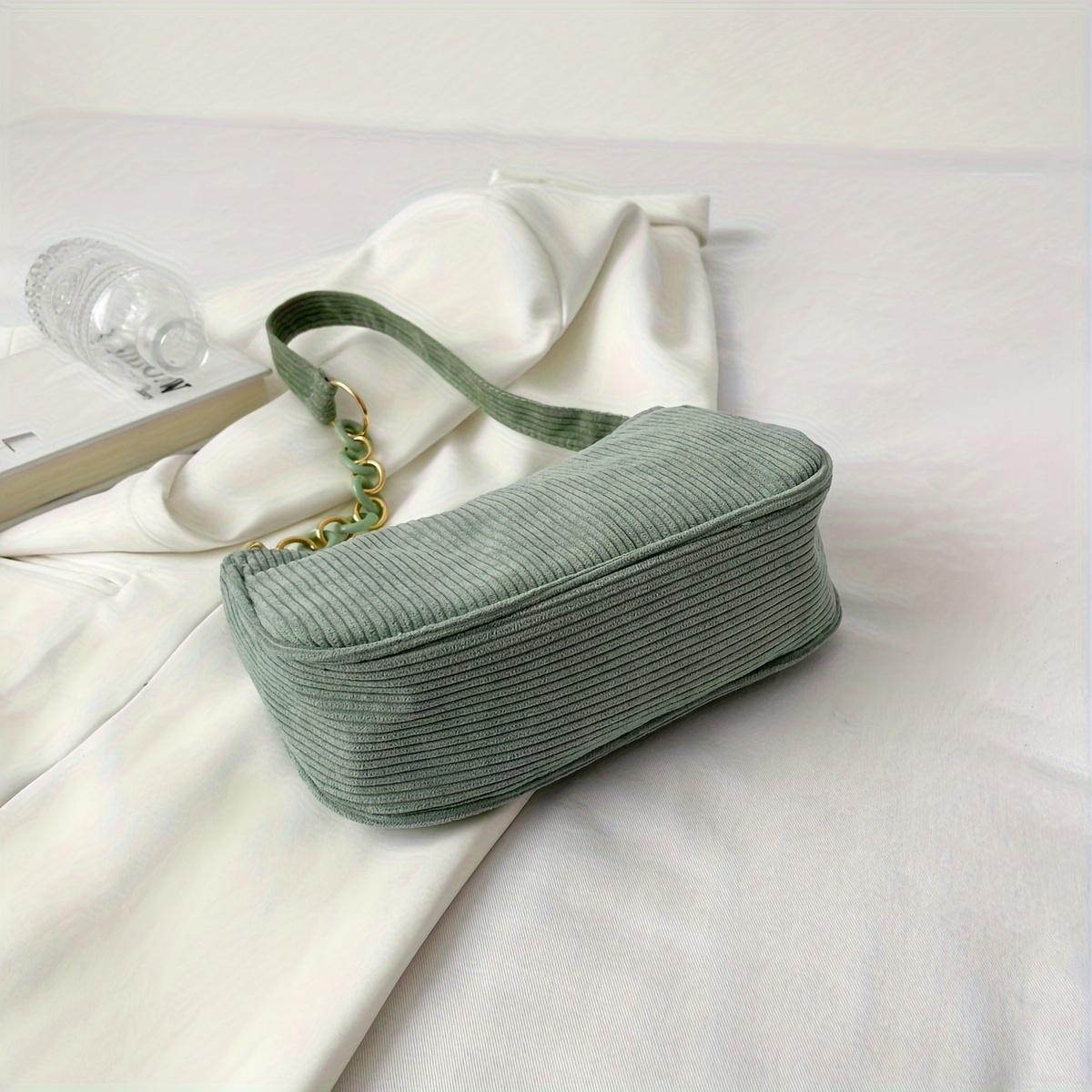 Vintage Corduroy Crossbody Bag, Stylish Chain Side Purse, Women'S Basic Handbag Featuring a Zipper, Crossbody Bags For Women, Handbags For Women