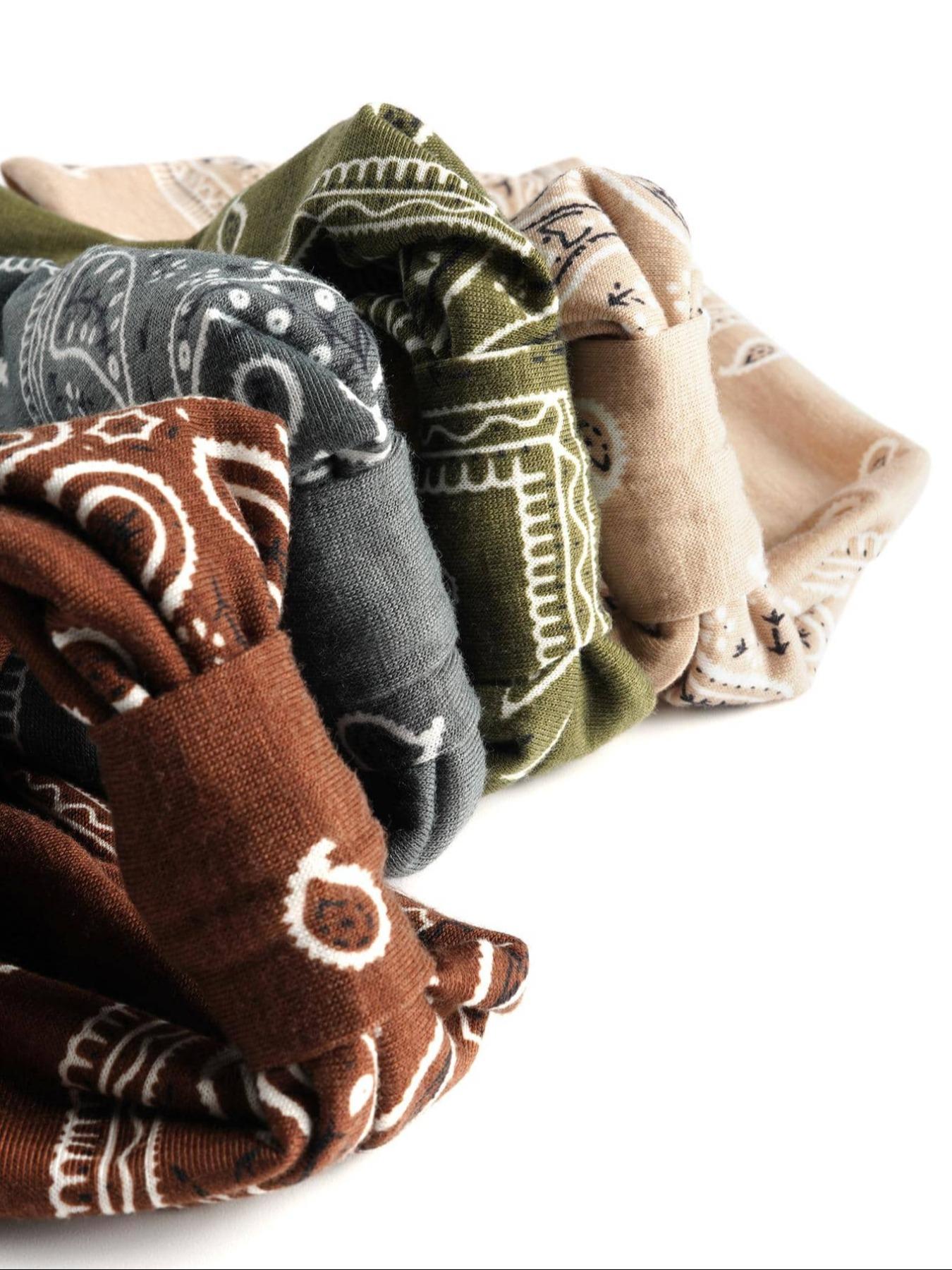 4pcs Paisley Pattern Knot Design Hair Band, Boho Wide Elastic Hair Band for Gym Workout, Hair Accessories for Yoga Wear, Knotted Headband