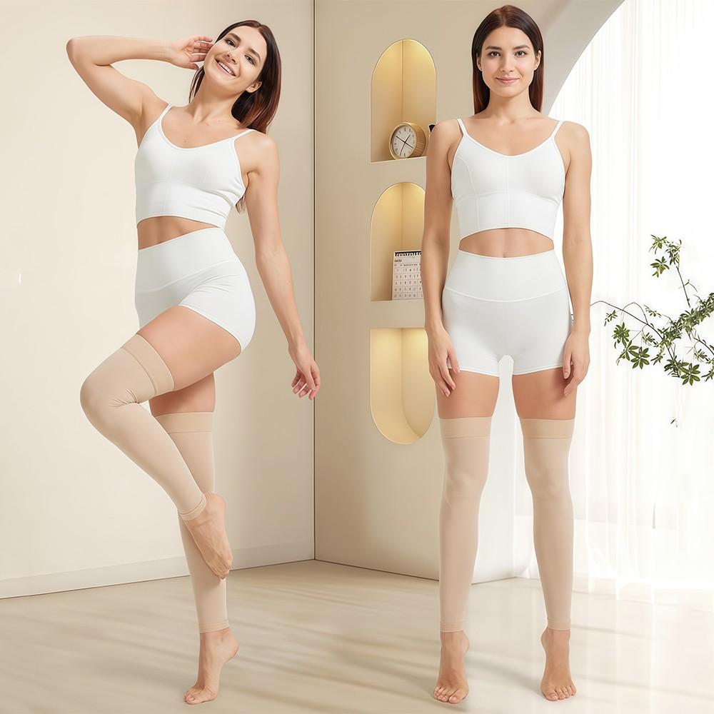 1 Pair Thigh High Compression Stockings, Firm Support 20-30 mmHg Gradient Compression Support