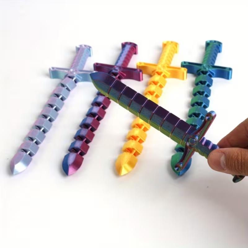 3D Printed Creative Sword Cane, Extendable Sword, Flexible Joint, Office and Bedroom Decor, Colorful Party Gift, Outdoor Game Collection