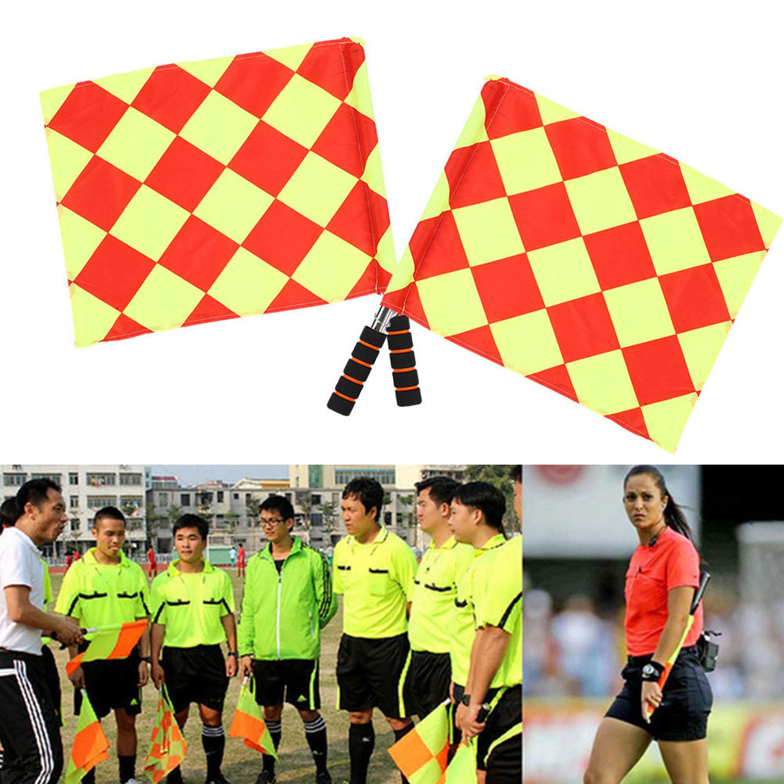 Referee Flag Field Soccer Duo Set | Includes Dedicated Storage Bag | Professional-Grade Visibility | The Practical Gift for Football Enthusiasts | Checkered