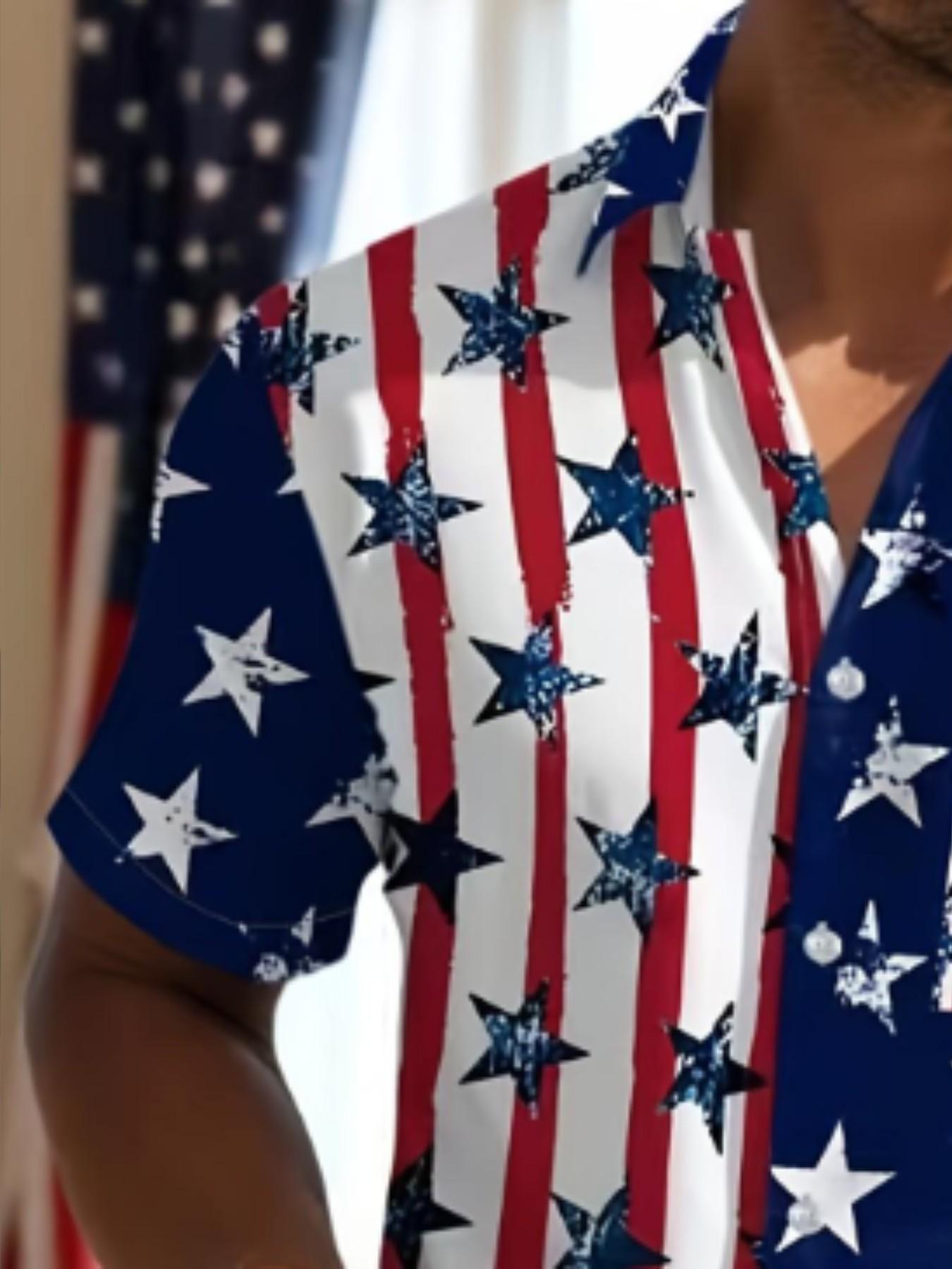 Men'S Short-Sleeve Shirt with Flag Print, Perfect for a Holiday Vibe And Casual Gatherings Men'S Short-Sleeve Shirt with Flag Print, Perfect for a Holiday Vibe And Casual Gatherings