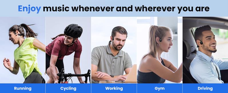 Bone Conduction Headphones, Wireless Open-Ear Headphones, Bluetooth 5.3 with Mic - MP3 Play Built-in 32GB Memory, IPX8 Waterproof Sports Headphones for Gym Workout Swimming Running Cycling.x6-3BY