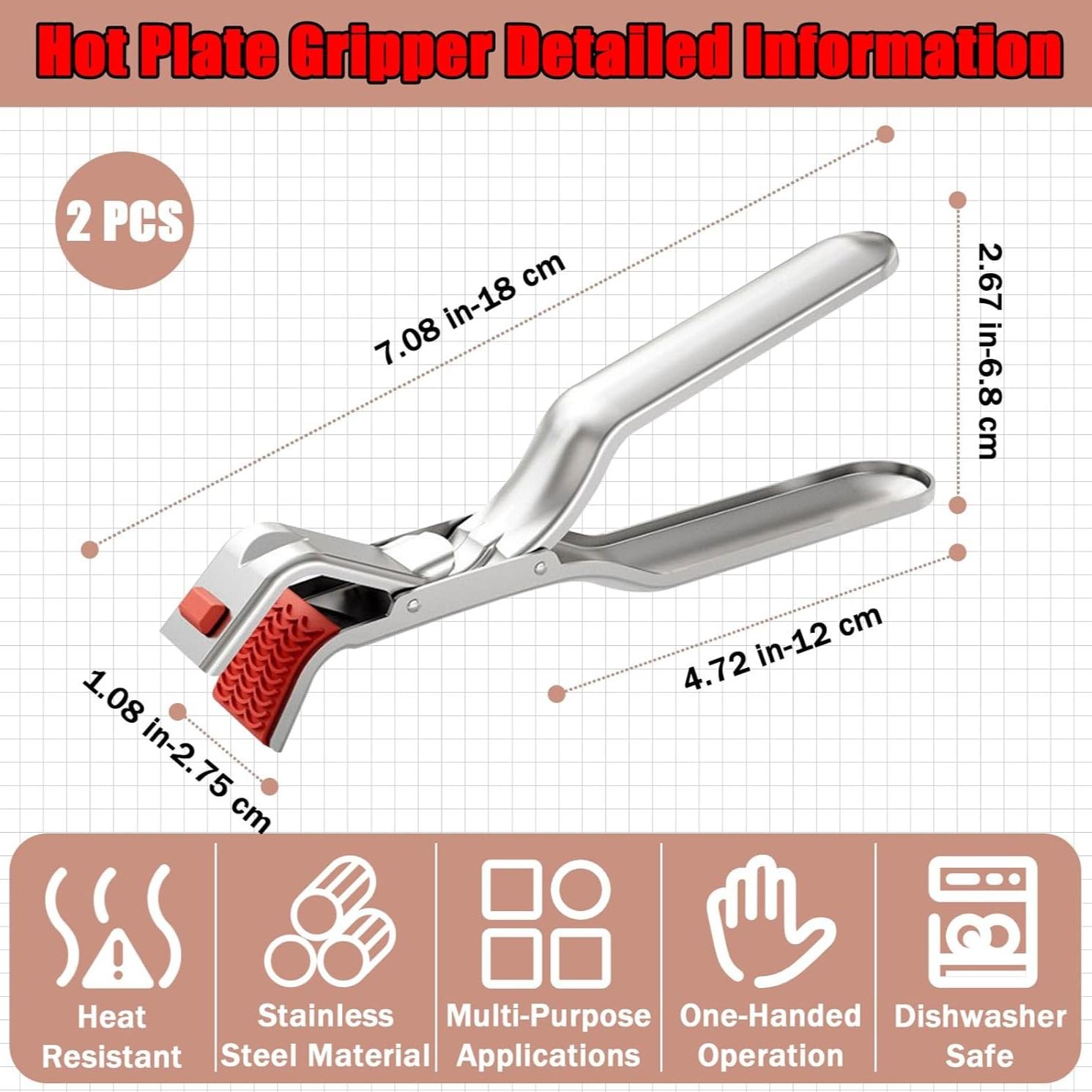 2pcs Anti Scald Stainless Steel Clamp for Pizza Pan Oven Air Fryer Heat Resistant Non Slip Grip for Housewives Renters Young Adults