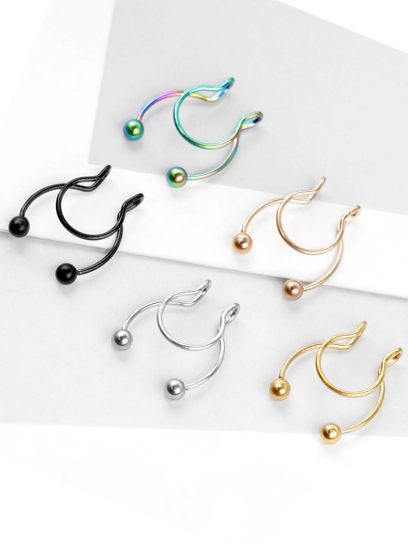Horseshoe Fake Nose Ring Set, U-Shaped False Septum Rings, 316L Stainless Steel Non-Piercing Jewelry, Casual Style for All Seasons