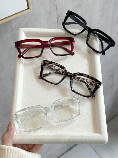 Unisex Non-Prescription Eyeglasses, Classic Rectangular Design, Perfect for Daily Use & Back-To-School Season, Street Photography, Square Eyed Glasses
