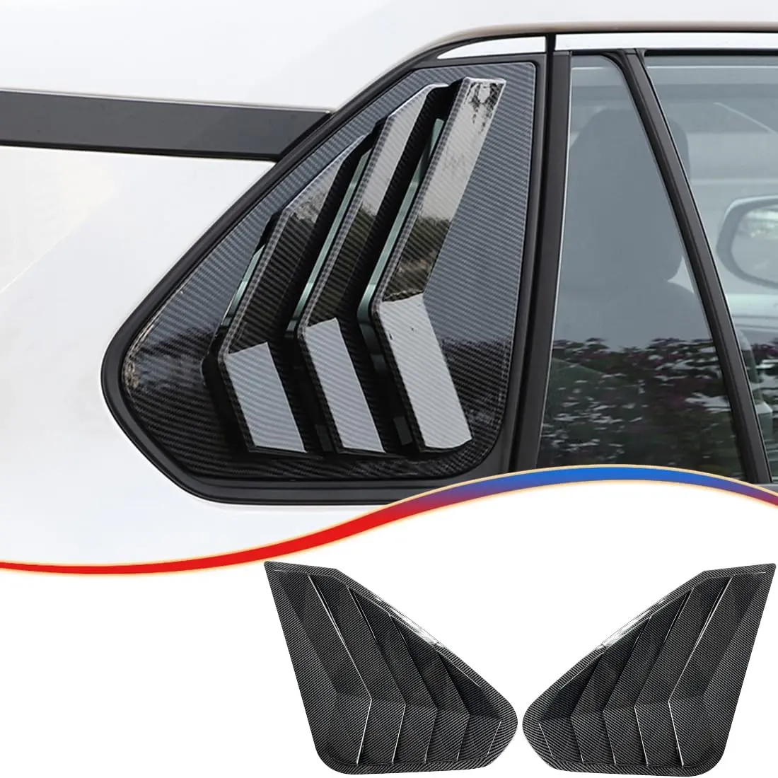 Window Louver,MUXEE 2Pcs Side Vent Window Louvers for Toyota RAV4 2019 2020 2021 2022 2023 2024 2025, ABS Print Sport Decorative Covers, Exterior Trim Accessories - Carbon Fiber