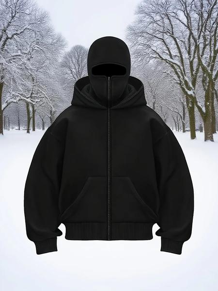 Men's full zipper double hooded sweatshirt - A warm sweatshirt with a front zipper design, a loose and lightweight jacket suitable for fitness, outdoor and daily winter wear - non-elastic fabric (hand-washable) - an ideal choice for winter activities, spo