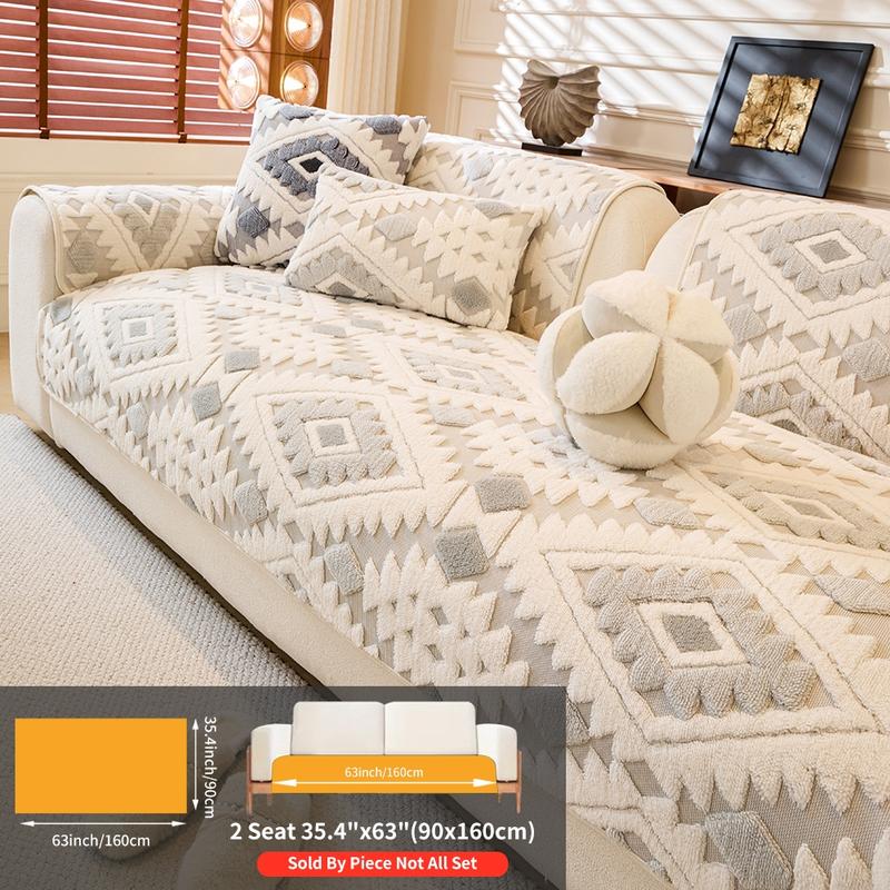 Plush Anti-Slip Dustproof Cat Scratch Sofa Cushion Cover, Reusable All-Purpose Winter Mat, Warm Plaid Design, Sofa Couch Protector, Home Decor, Sofa Slipcover