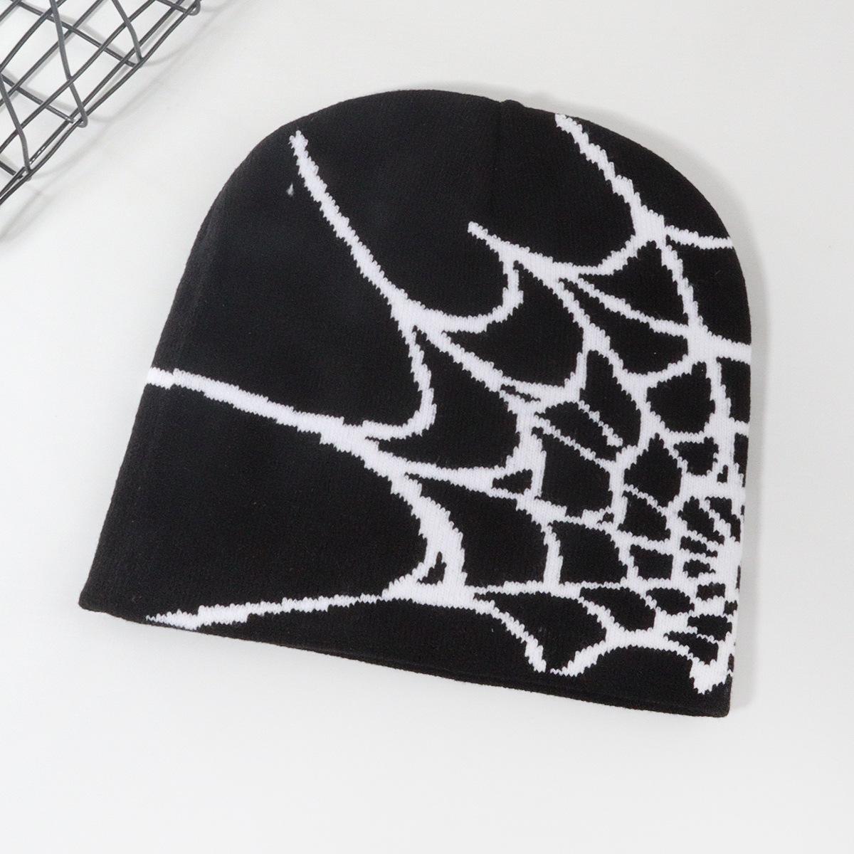 2026 New Spider Web Y2K Jacquard Knitted Beanie, European-American Trend Winter Hat, Sports & Outdoor Accessories for Women, Beanies