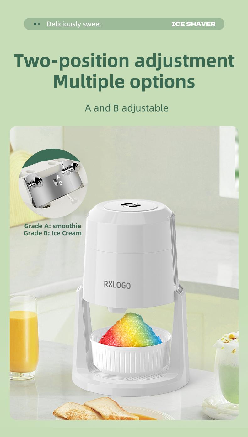 Snow Cone and Shaved Ice Machine: Adjustable 2 Textures Portable Electric, White Powerful Motor Two Position Adjustment, Surprise for Christmas Xams Halloween Party