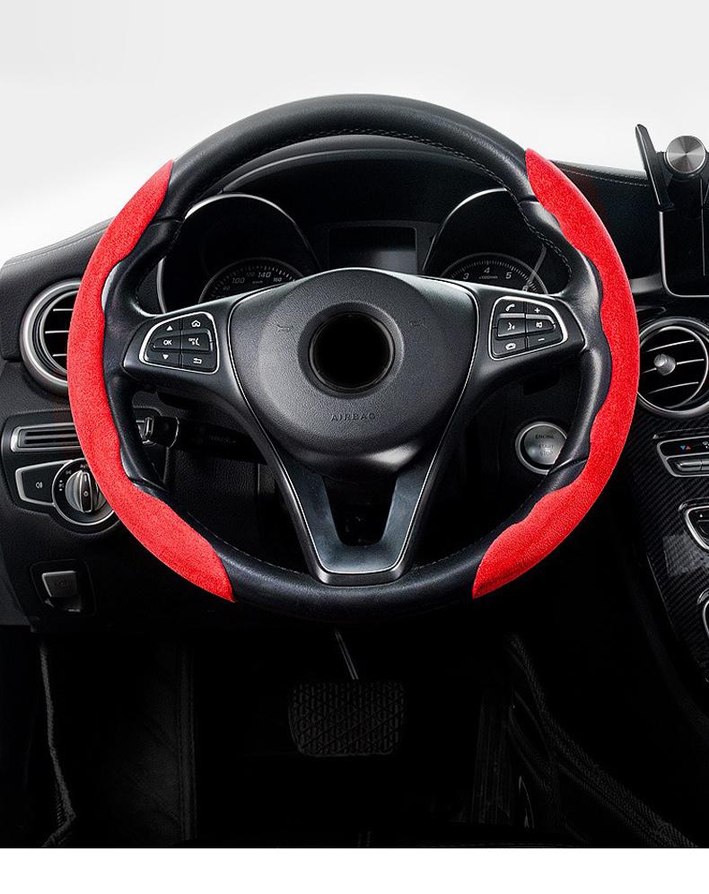 Suede Universal 38CM Car Steering Wheel Cover Booster Non-slip Cover For Tesla Model 3 Model S X Y Roadster SpaceX Auto Interior Accessories