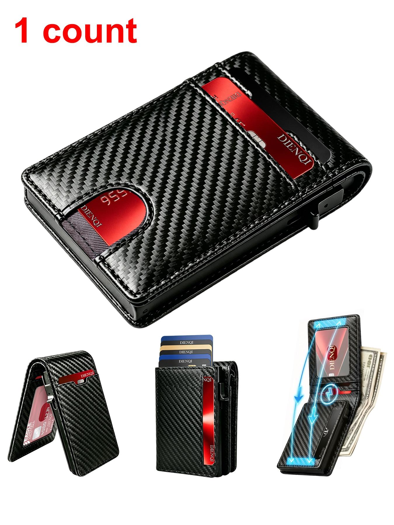 Men's Magnetic Wallet Coin Purses RFID Blocking Bank Credit Card Holder Purses Clutch Bag Slim Smart Wallets Man Mini Card Case RFID Protected Wallet