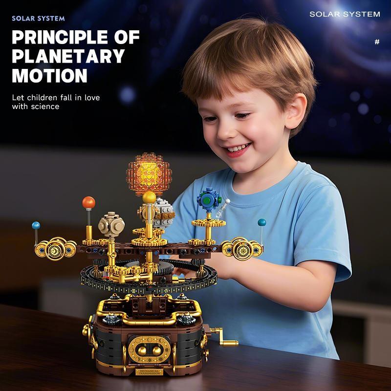 856pcs Solar System Rotating Planets Set, Gear Interlocking Educational Toy, Unisex Stem Learning Kit