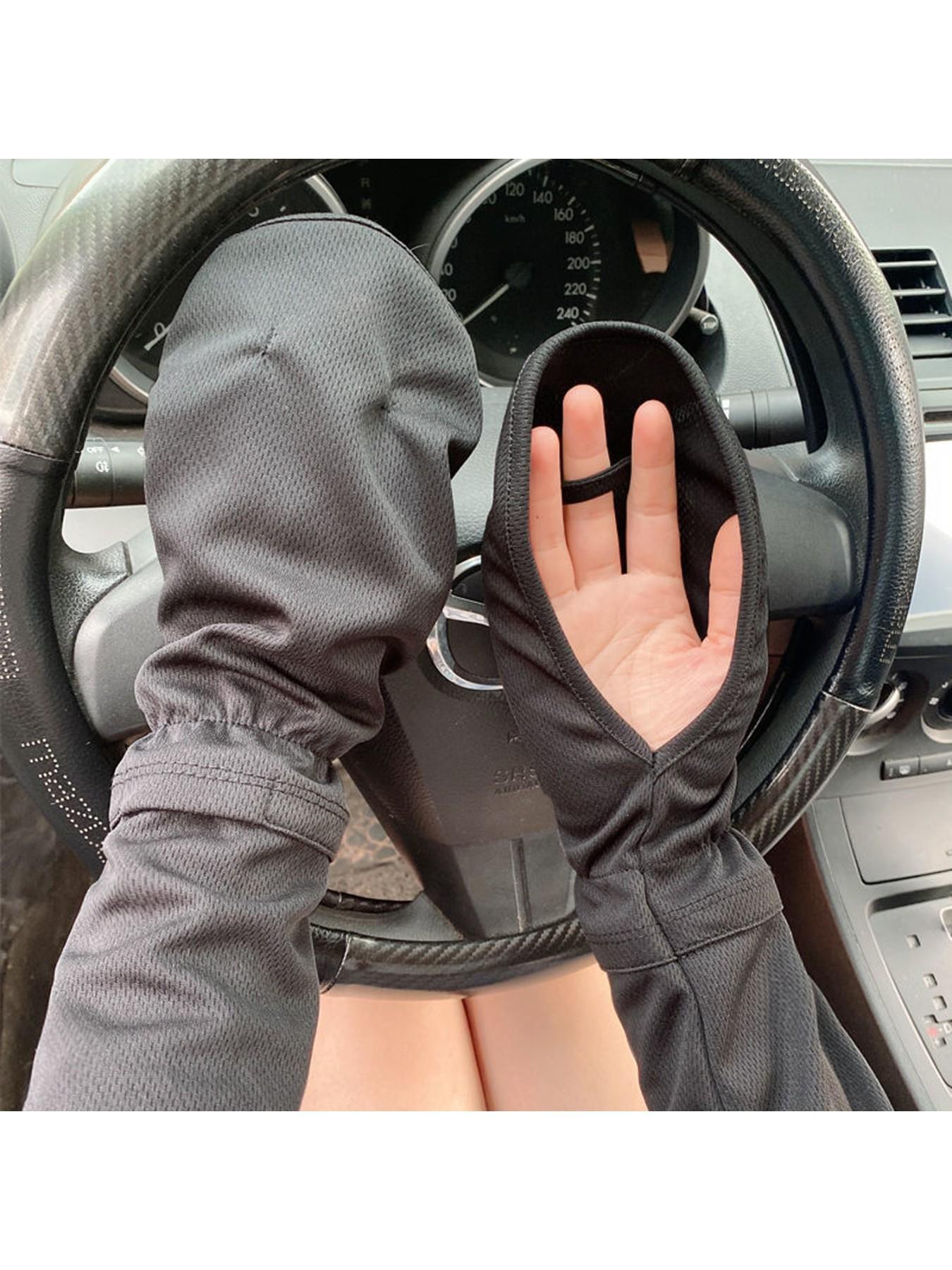 Women's UV Protection Ice Sleeves Gloves, Breathable Arm Guards for Summer Driving Cycling, 2 Piece Set, Sunscreen Mitts