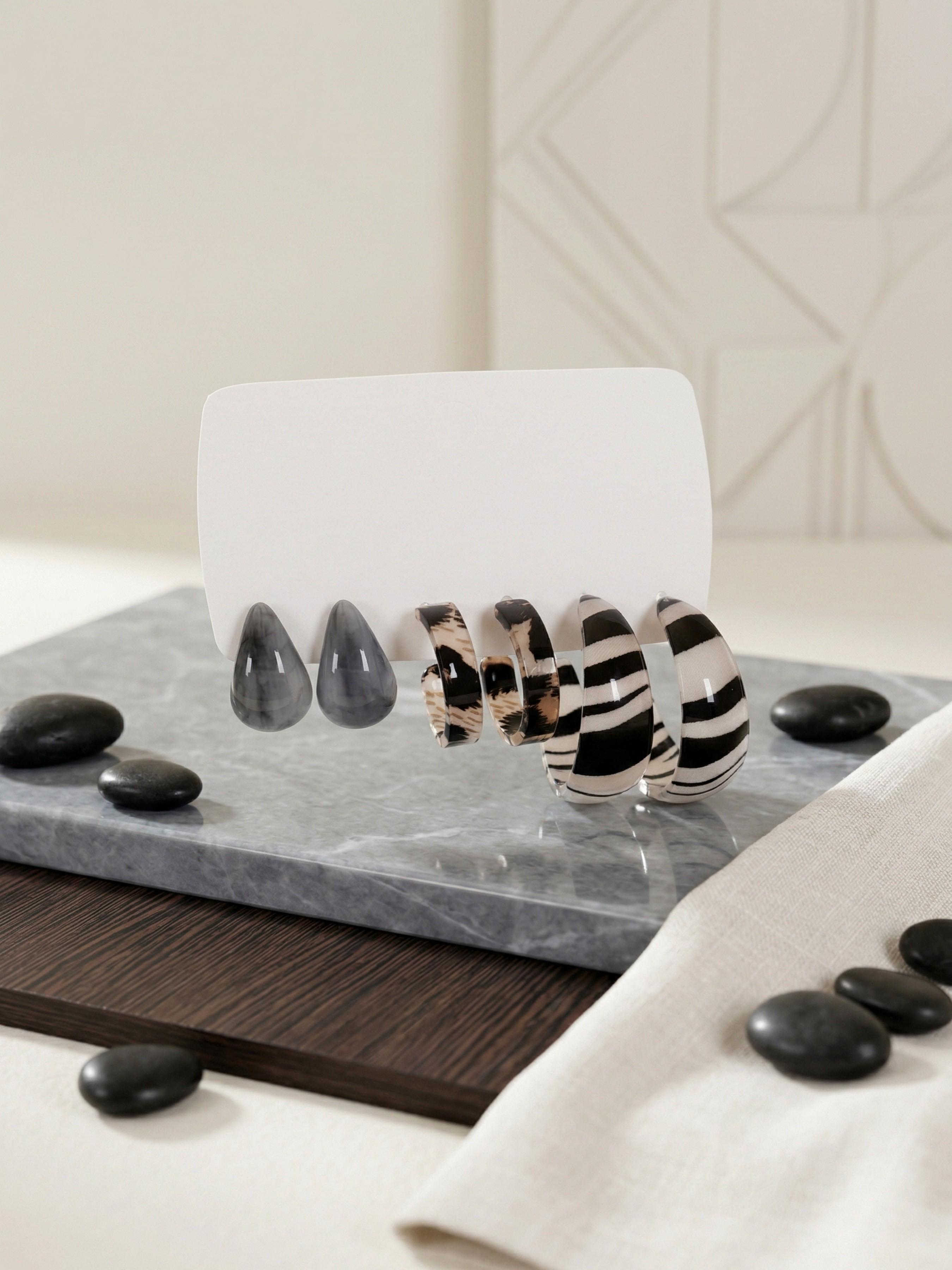 12pcs Leopard Print Floral Pattern Women's Ring Earrings Set, Stylish Daily Wear Jewelry, Fashionable Accessory for All Seasons