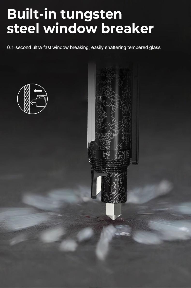 Dohelly 3000Lumen Multi-Functional Flashlight, Car Emergency Window Breaker and Cutter, 15Lighting Modes, International Rescue Signal Light, Side Magnet, Retractable Flashlight, Suitable for Camping, Emergencies and Christmas Gifts