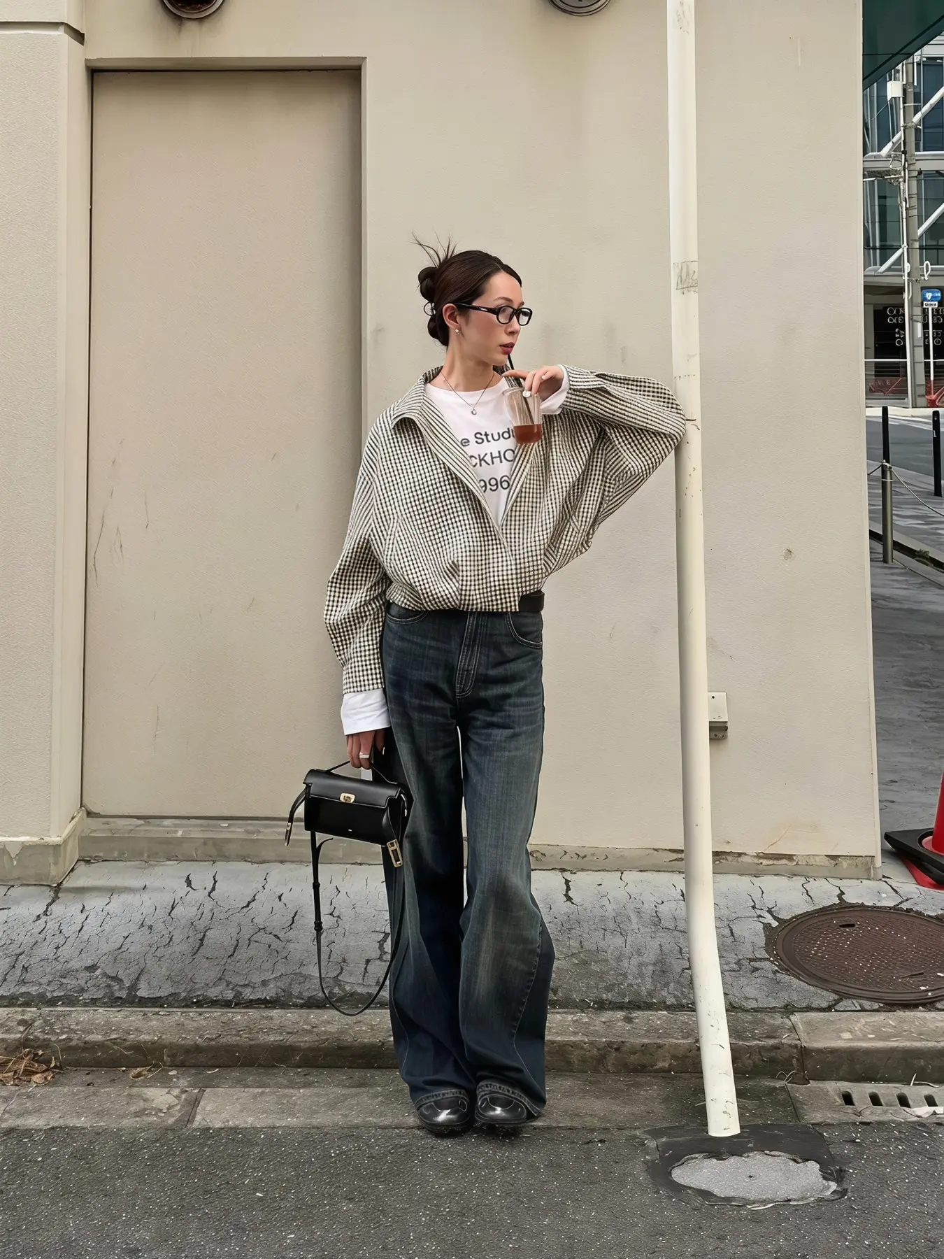 【Back to School Outfits】Women's Spring Summer Street Style Lightweight Vintage Plaid Zipper Pilot Jacket, Loose Fit Thin Outerwear, Trendy Fashion