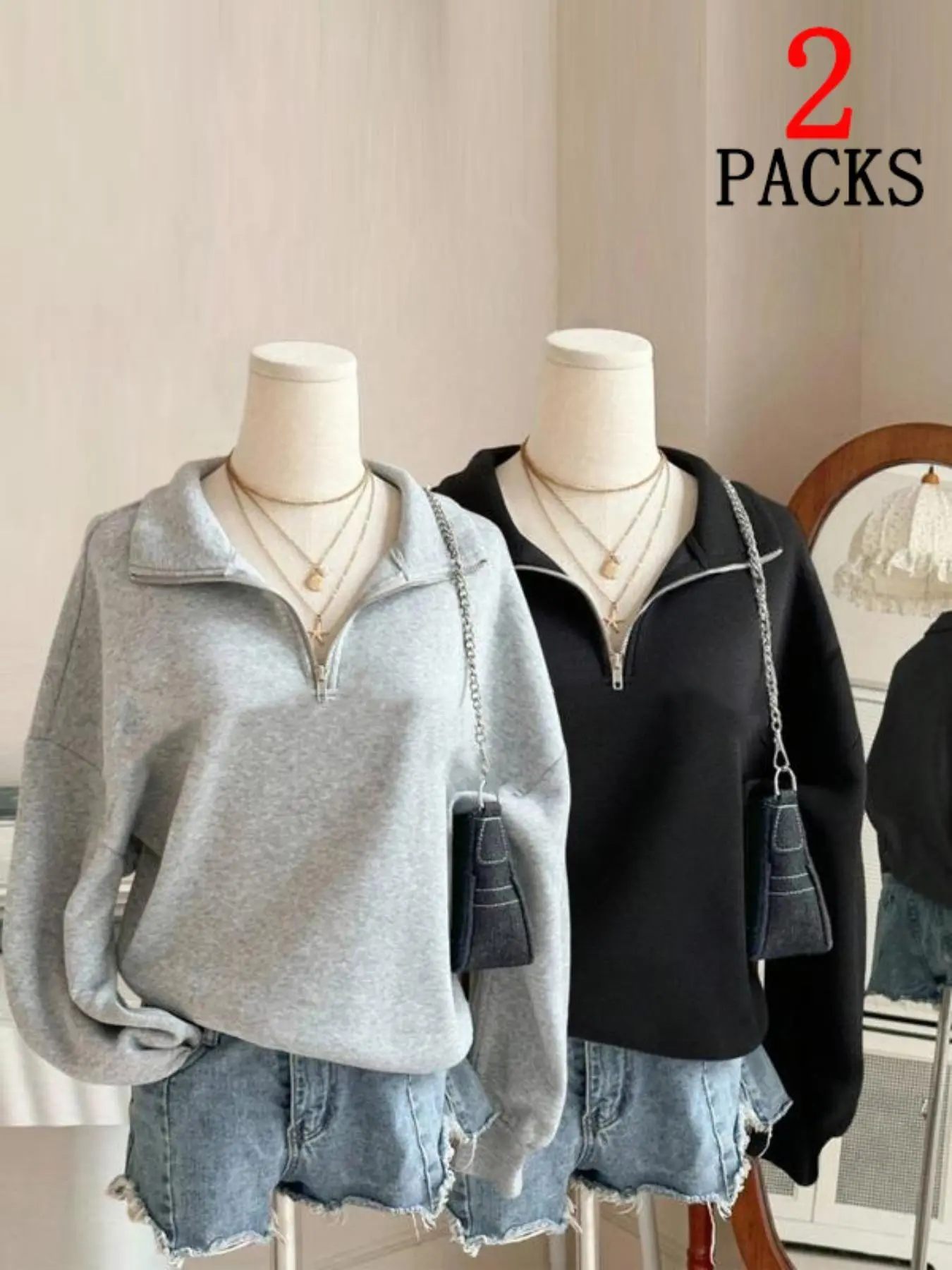 Autumn Winter Comfortable Loose-Fit Long Sleeve Pullover Hoodie Sweatshirts, Casual Zipper Design, Thicker Fabric, Fitted Style, Ideal for Fall & Winter